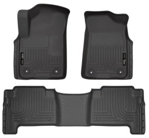Infiniti QX80 Floor Liners - Front + Rear - Husky Liners - Weatherbeater - Black - `19-`27 Infiniti QX80 Floor Liners - Front + Rear - Husky Liners - Weatherbeater - Black - `19-`27